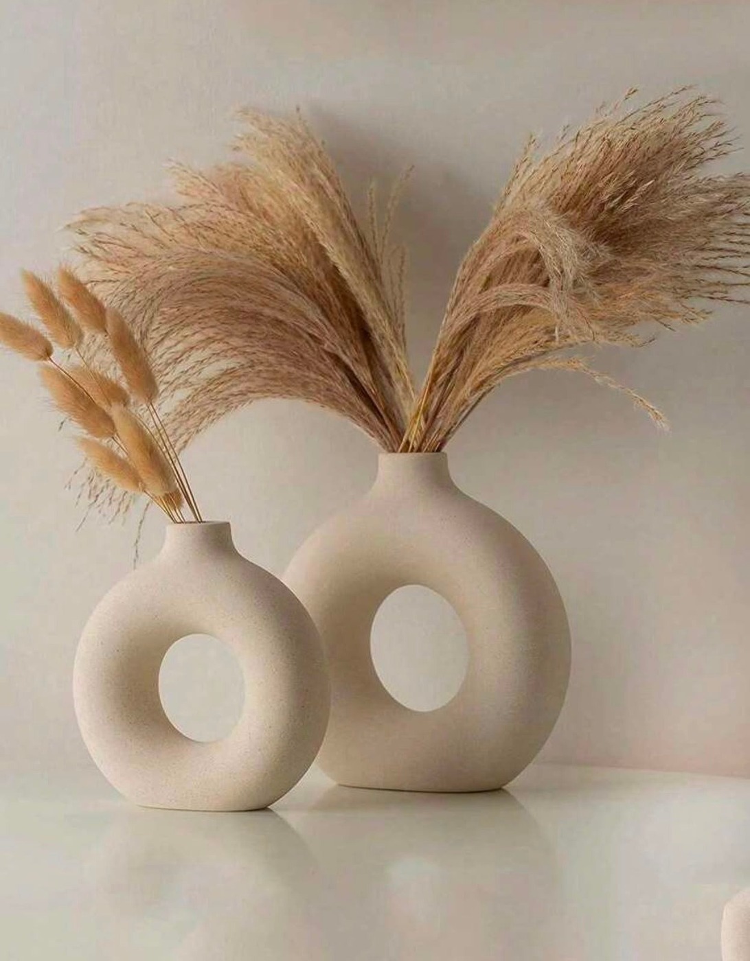 White-Beige Handmade Donut Vase